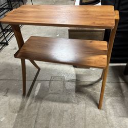 New Two Tier Brown End Table 27” Long 27” Tall 13” Deep 