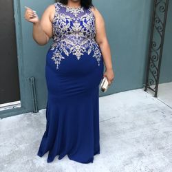 Royal Blue & Gold Prom Dress 