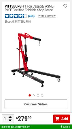 Pittsburgh 1 Ton Foldable Shop Crane