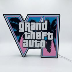 Grand Theft Logo Lightbox Sign - 3d Printed Decor Wall Art For Fan Cave Or Gift