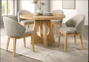 Brand New Light Oak & Grey 5pc Formal Dining Table Set