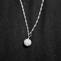 Sterling Silver Necklace / Sphere Pendant 
