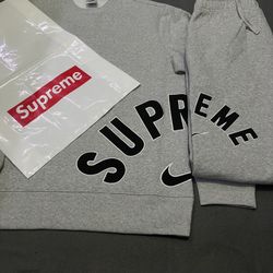 New Supreme Nike Grey Tracksuit Set Large