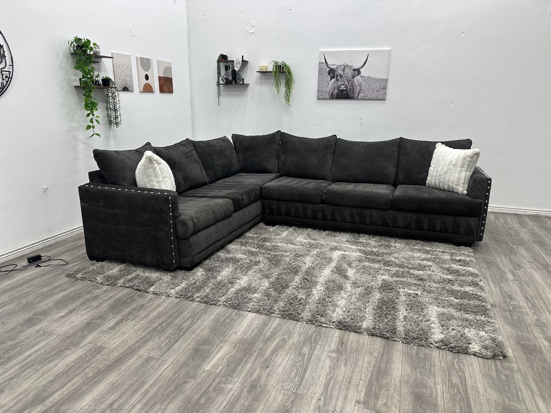 Dark Grey Sectional Couch - Free Delivery