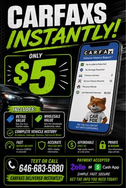 🚗 CARFAX REPORTS — ONLY $5!