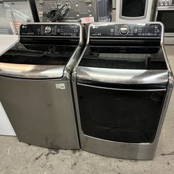 Mega capacity, graphite, steel LG laundry set with electric dryer can deliver  Retail price around $2200 WASHER= 5.7 Cu.Ft. Mega Capacity Top Load Was