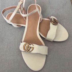 Gucci Flat Sandal Ivory White Size US 9.5-10
