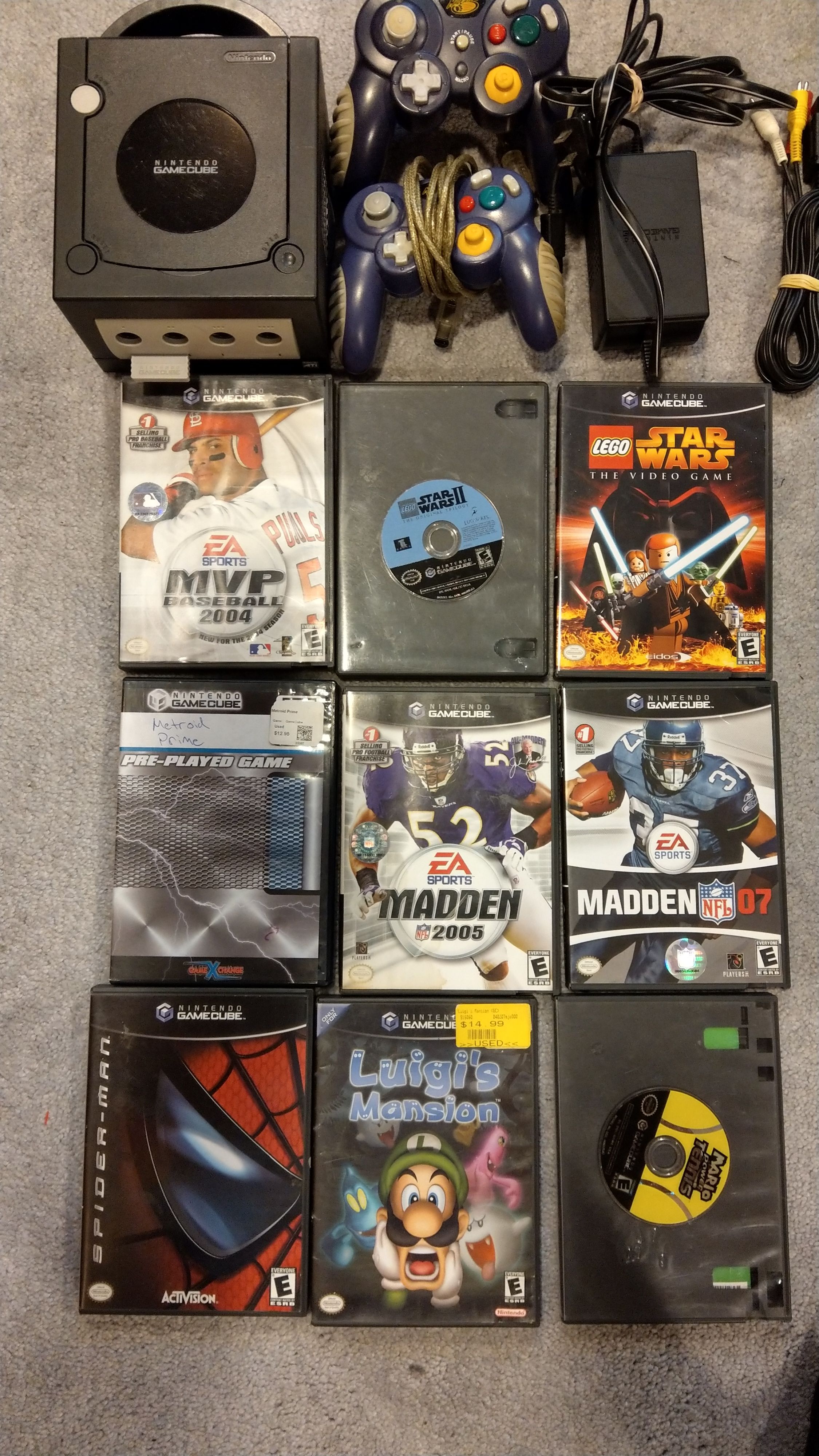 Nintendo Gamecube with 2 Controllers, and 9 Games