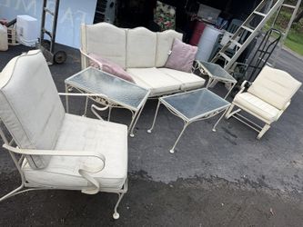 Cream Metal Vintage Patio Set 6 Pieces