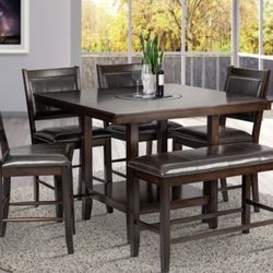 Counter Dining Set With Bench 