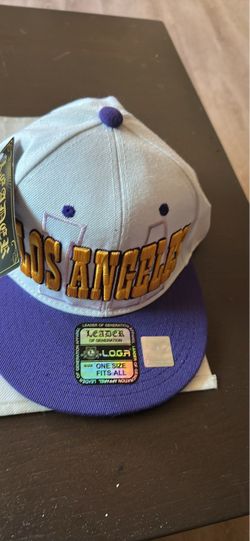 Los Angeles Snapback Hat White and Purple