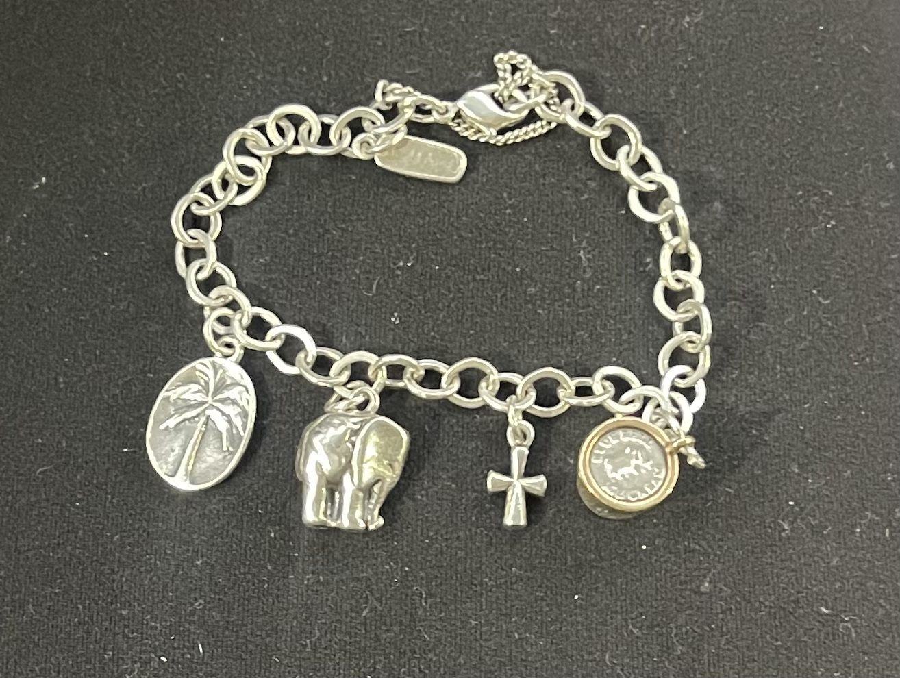 James Avery Bracelet With 4 Charms Including 2 Retired Charms (Size Large)