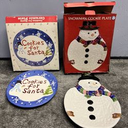 Christmas Cookie Plates For Santa Brand New