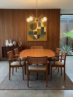 Vintage Eames Herman Miller Racetrack Dining Table & 6 Knoll Chairs