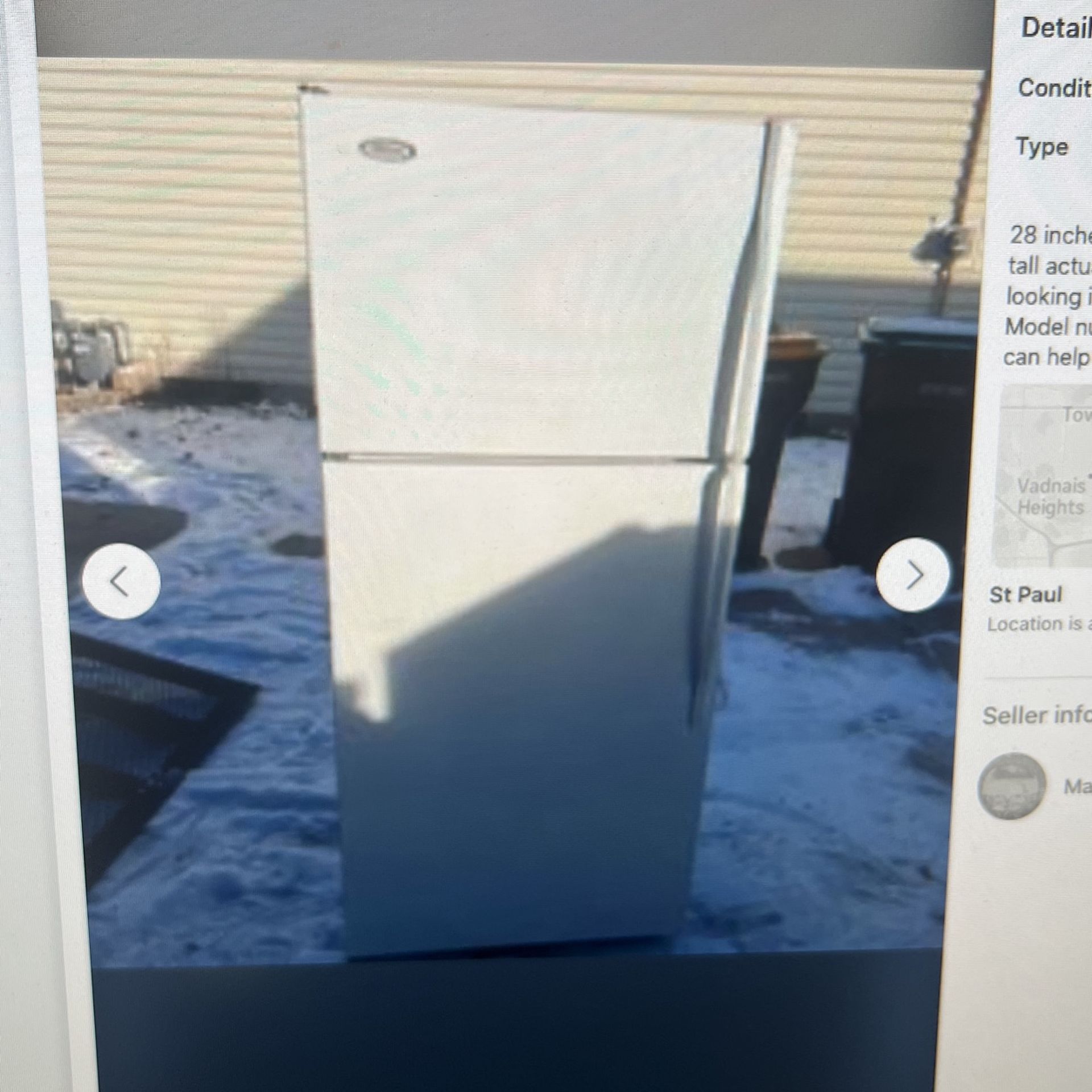 Tested 14 CUBIC FT REFRIGERATOR WHIRLPOOL CLEAN 