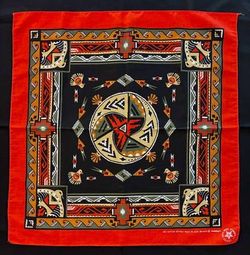 Vintage Wamcraft bandana 1980s southwestern Native American theme thunderbirds