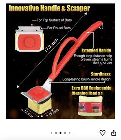 Grill Brush Bristle Free with Scraper, 22" Extra Long Outdoor BBQ