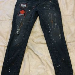 SHEIN Paint-Splattered Stacked Denim Jeans (Negotiable)