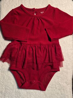 NEW! Carter's, Baby Girl, Red, Ribbed, Tutu Bodysuit, 12 Mo