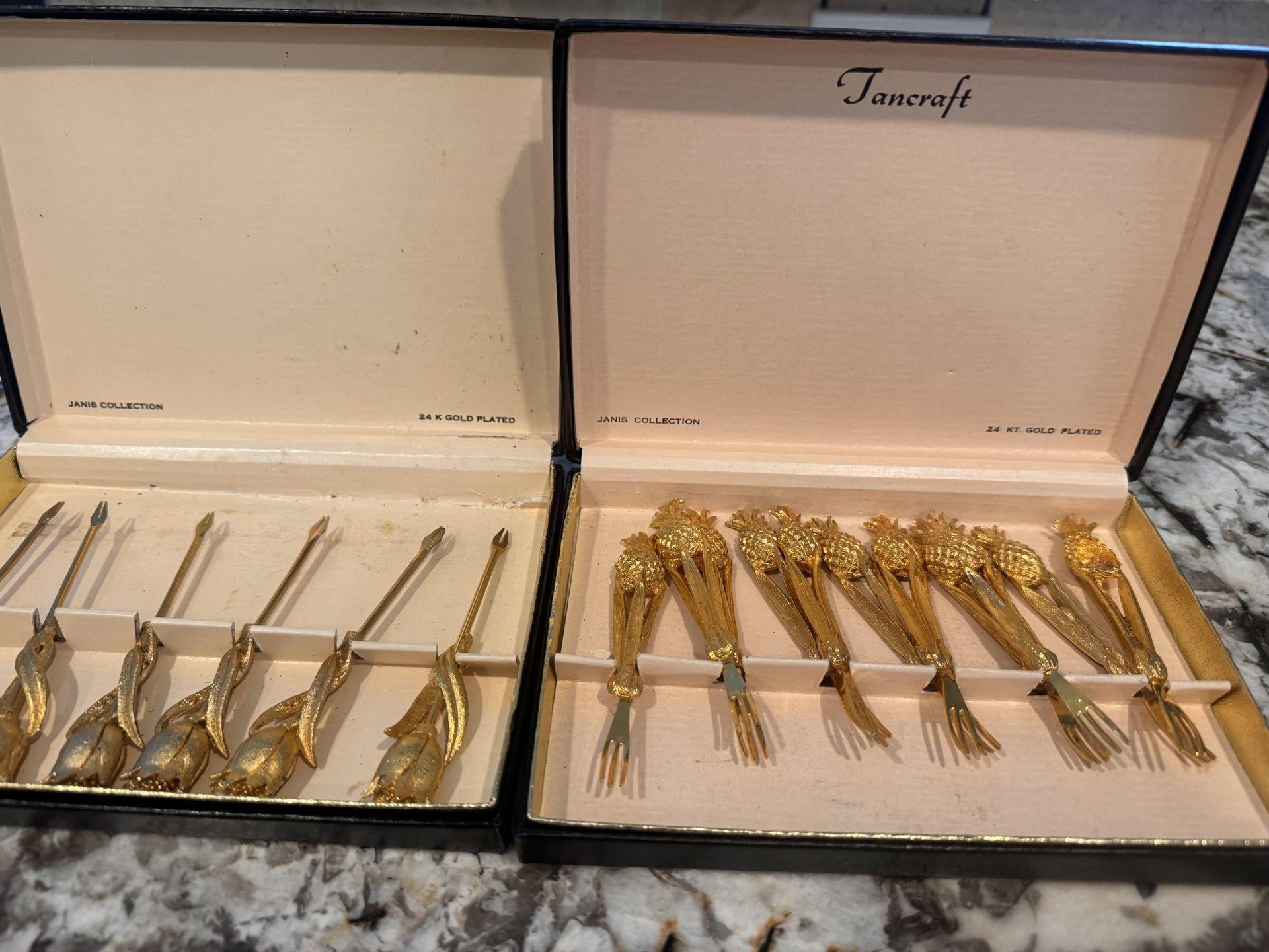 Tancraft Janis 24 KT Gold plated Hors D’oeuvre Forks