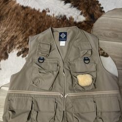 vintage Columbia fly fishing utility vest in beige/khaki size XL 