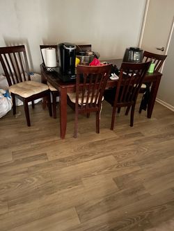FREE solid wood dining table & 6 chairs