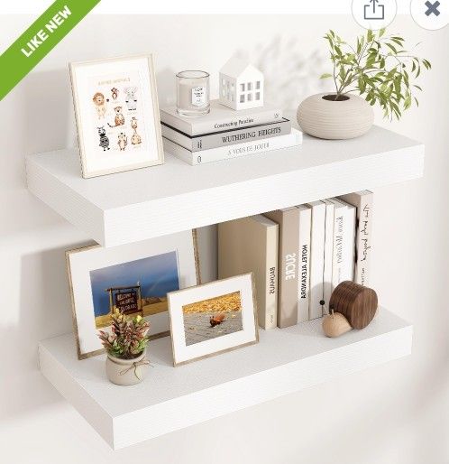 Floating Shelves for Wall, 24" W x 12" D, White