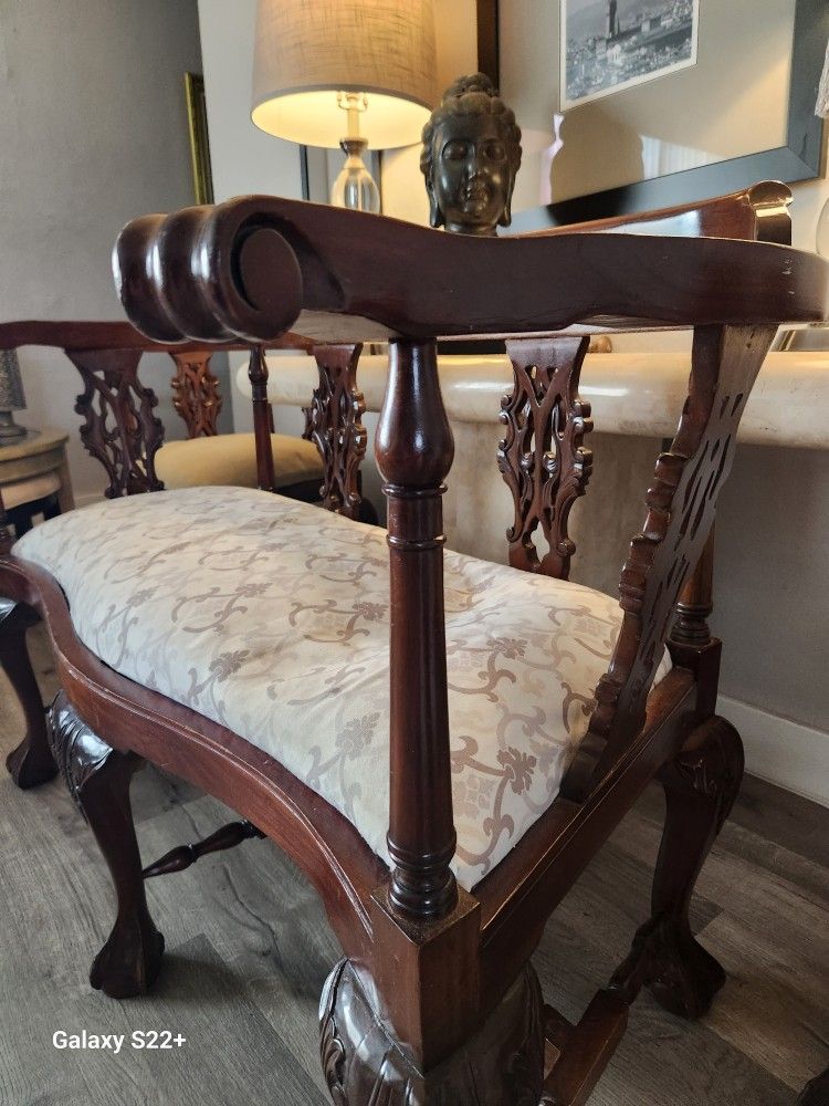 Chippendale Loveseat and corner chairs