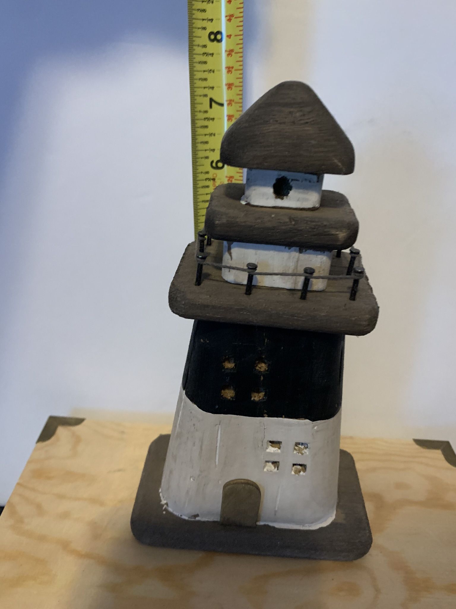 New Lighthouse W/ Metal Accents And Wooden Carved Details