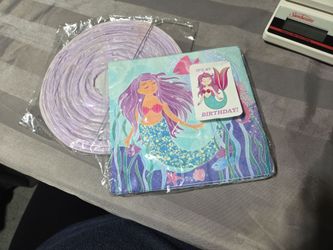 PARTY MERMAID NAPKINS AND 1 PAPER LANYERN