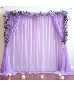 4 panels party  backdrop Sheer  lavander   20ftx8 ft  new