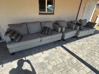 Gray Fabric Sofa and Loveseat Set