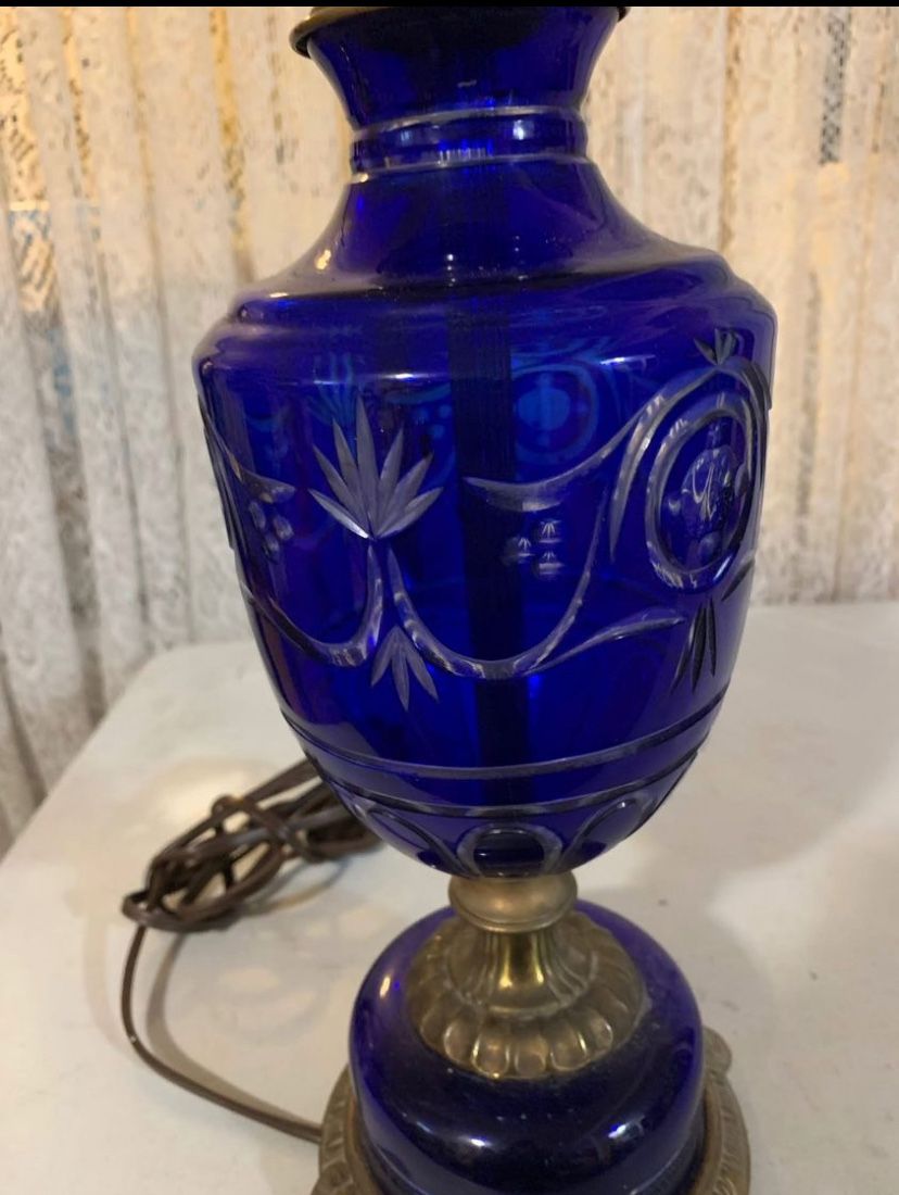 Cobalt Cut To Clear Table Lamp