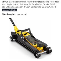 VEVOR 2.5 Ton Low Profile Heavy-Duty Steel Racing Floor Jack with Single Piston Lift Pump