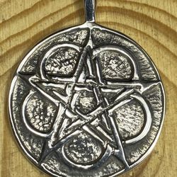 Solid Sterling Silver Pentagram Pendant 