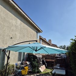 10" FT Offset Cantilever Market Umbrella Patio Color: Baby Blue Base Included 