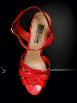 Red Steve Madden Platform Strappy Heels Size 7
