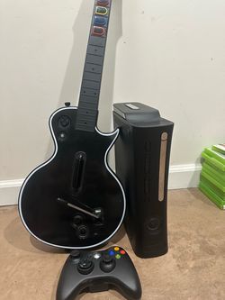 Xbox 360 Console with Guitar Hero Controller and Gamepad