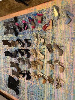 Bundle of women’s shoes jeans shorts