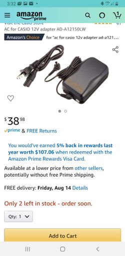 AC for CASIO 12V adapter AD-A12150LW