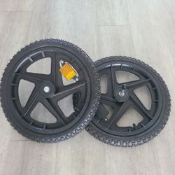 Set of 16" Rear Wheels Replacement Black for Strollers, Pet Bike or Scooter Trailer