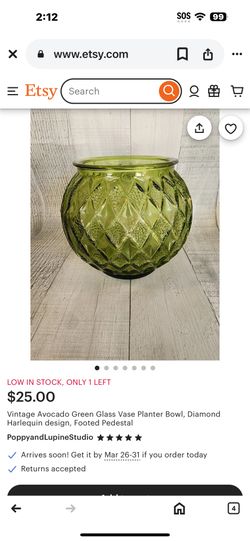 Vintage 1960 Green Glass