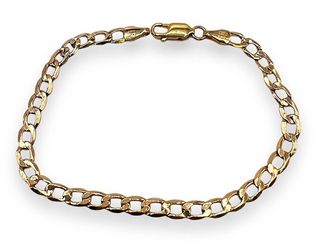 10k Yellow Gold Curb 4 mm Bracelet 7.25" Inches 3.50g