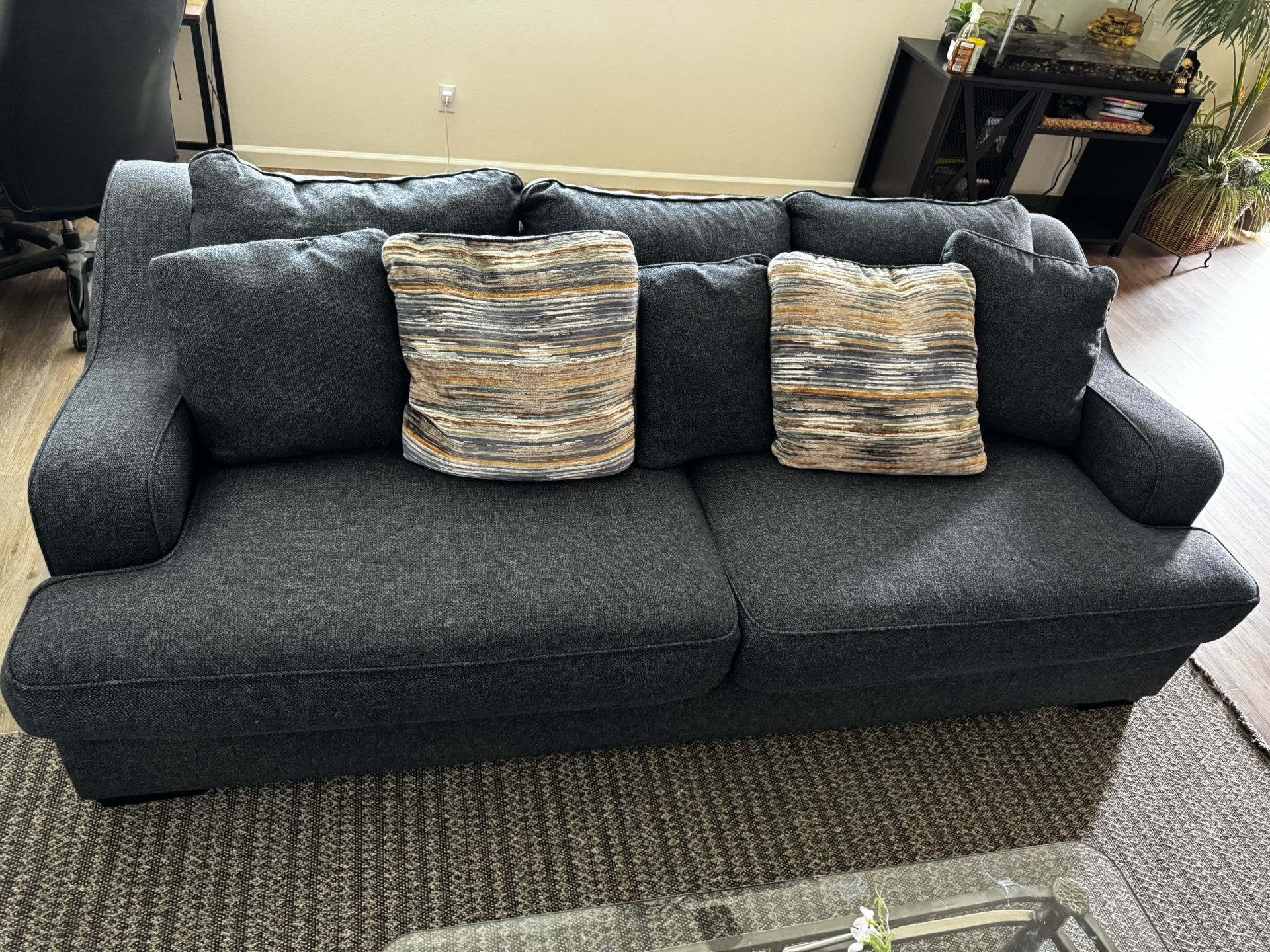 Deep Feather-Filled Couch + Loveseat Set – Great Condition!