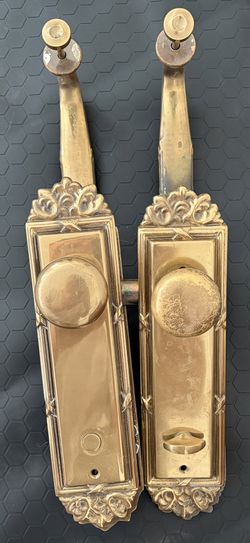Pair of Vintage Ornate Brass Door Handles