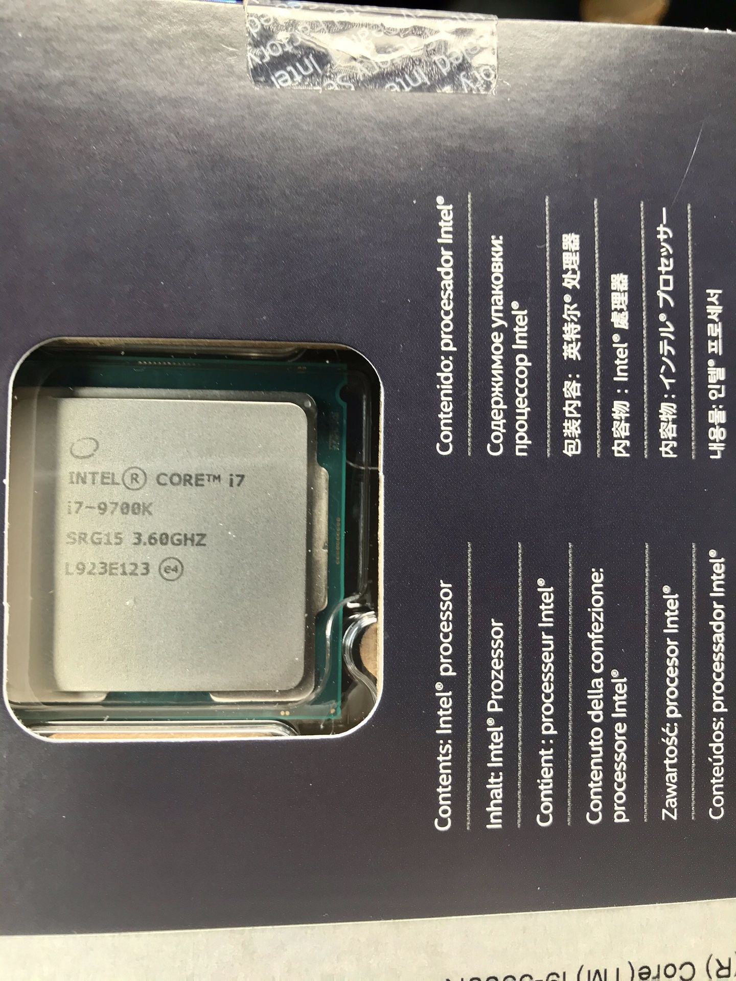 Intel core i7 9700k 3.65hz