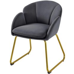 Flower Shape Velvet Armchair Dining Chair Side Chair with Golden Metal Legs for Living Room/Bedroom/Home Office/Kitchen