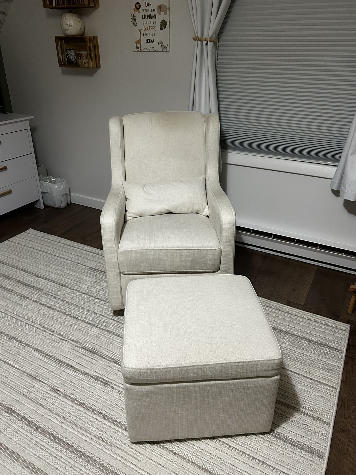 Rocking Swivel Chair With Storage Ottoman