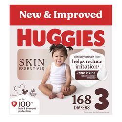 Huggies Size 3 Diapers, Skin Essentials Baby Diapers, Size 3 (16-28 lbs), 168 Count (3 Packs of 56),
