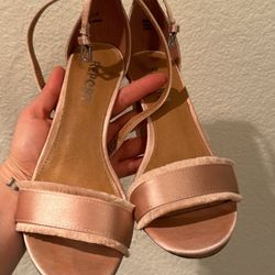 Pink Satin Heels Size 7.5